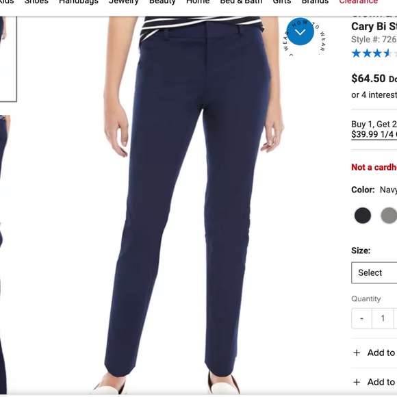 Crown & Ivy Cary Bi Stretch Fly Front Pants in Navy - Picture 3 of 7